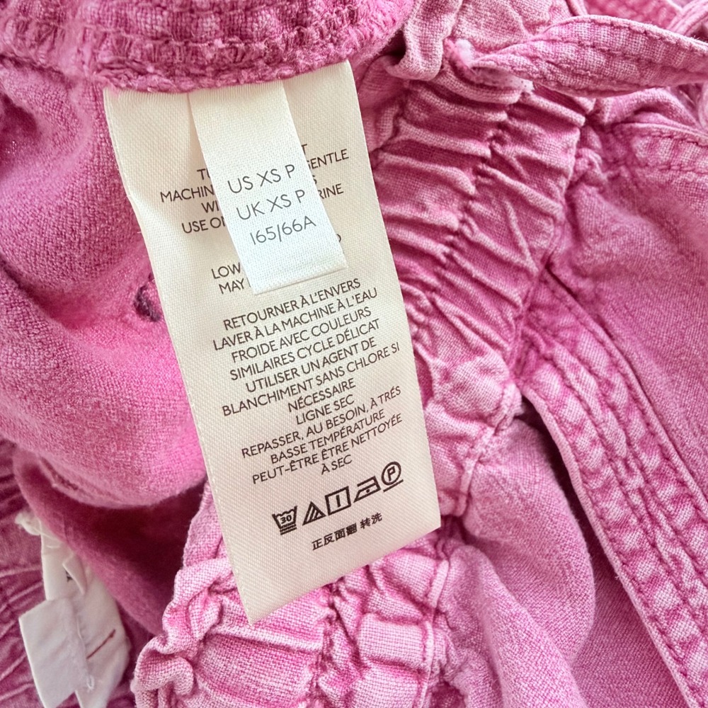 Anthropologie Linen Blend Paperbag Joggers XS Petite Pink Relaxed Boho Lagenlook - Picture 8 of 12
